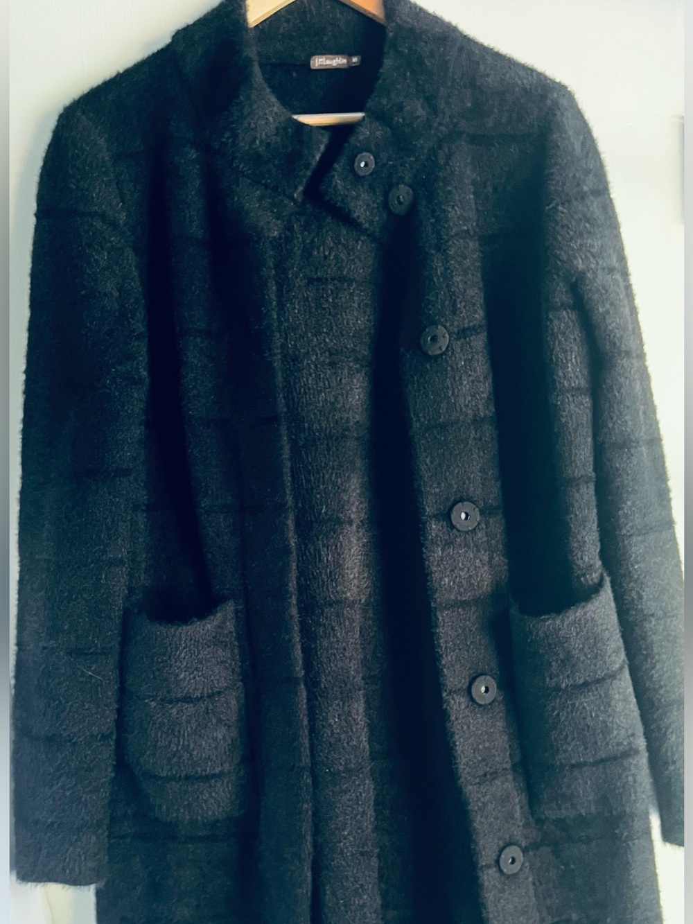 J.McLaughlin Tripp Sweater Coat Black XS Luxe Fuzzy Eyelash Knit Duster EUC